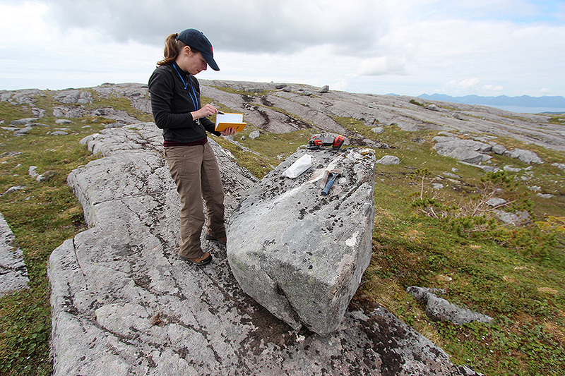 University at Buffalo PhD candidate Alia Lesnek at work on Suemez Island.